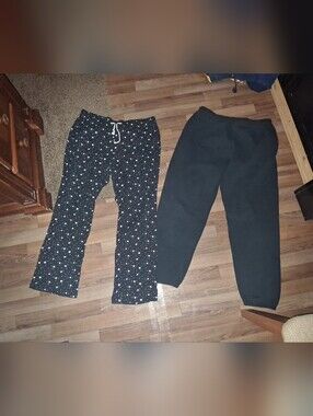 Women's Black Star-Print Lounge Pants & Solid Black Joggers Set